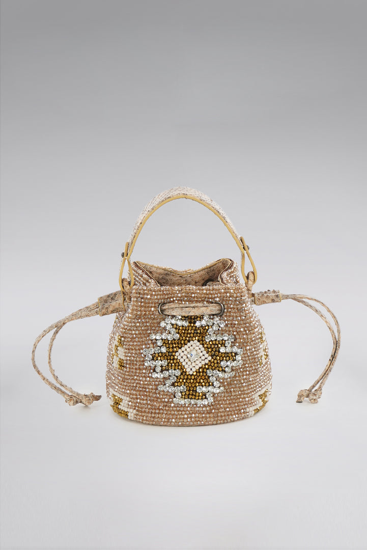 Mini Aztec Snakeskin Bucket Bag