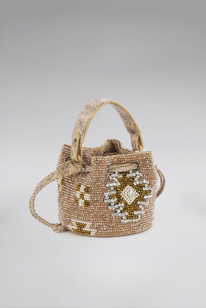 Mini Aztec Snakeskin Bucket Bag