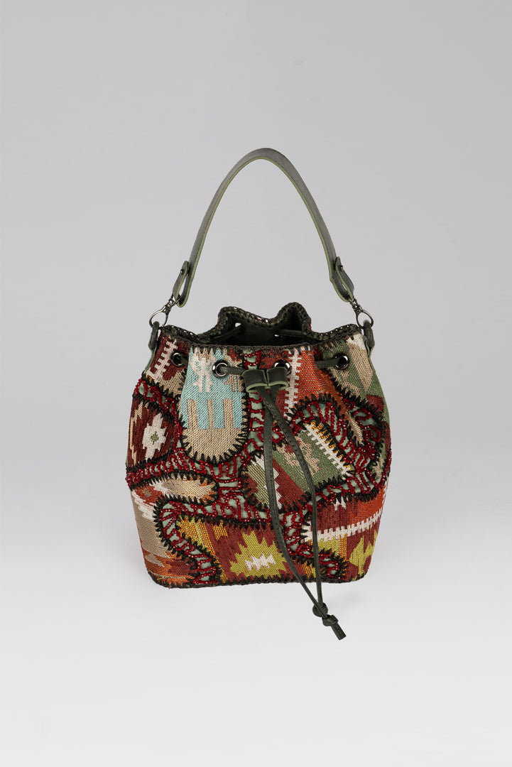 Large Patchy Carpet Bucket Bag