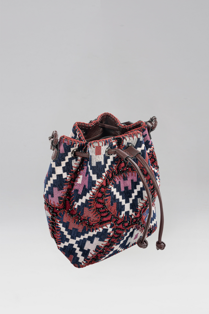 Large Patchy Carpet Bucket Bag