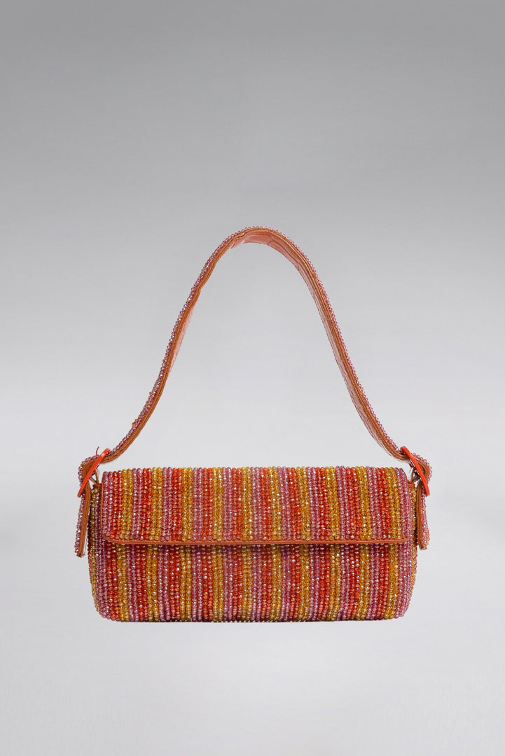 Striped Crystal Patent Lori Shoulder Bag