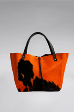 Load image into Gallery viewer, Medium Peekaboo Cow Skin Leather Tote Bag
